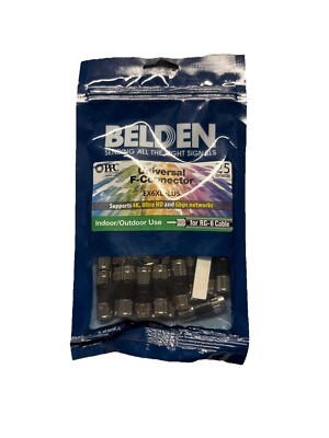 Belden PPC EX6XLPLUS RG6 COAX Coaxial Cable 25 Pack Compression Connectors