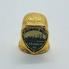Colorado Belle Laughlin Nevada Souvenir Gold Tone Metal Thimble Riverboat Casino