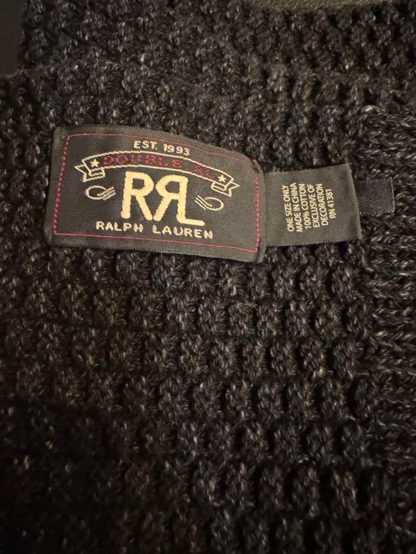 RRL RALPH LAUREN men's heavy gauge knit scarf black indigo RRL RALPH LAUREN men's heavy gauge knit scarf black indigo