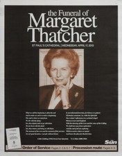 THE SUN NEWSPAPER SUPPLEMENT 17 APR 2013 MARGARET THATCHER DEAD FUNERAL TRIBUTE