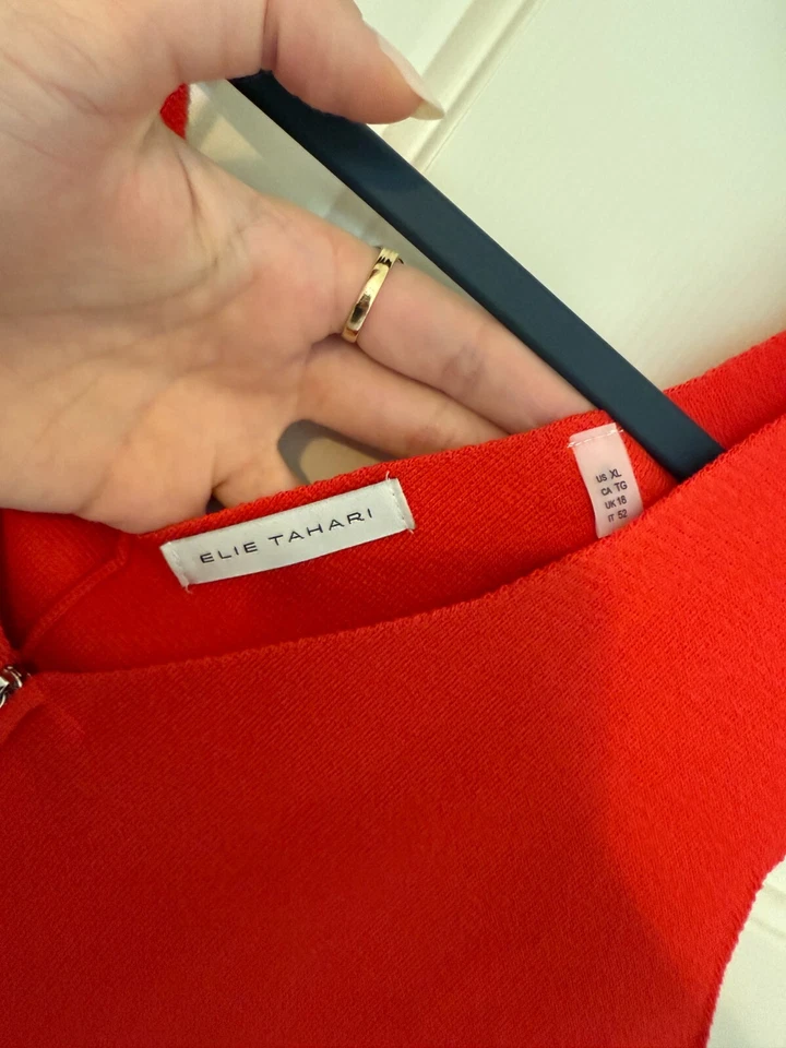 Top Elie Tahari Rojo Sin Mangas Tejido Peplum Cremallera (El Top Nikki Cremallera Frontal), XL Foto 4 de 4
