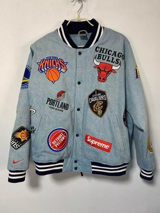 Supreme x NIKE AO3632-440 NBA Denim Warm-Up Jacket L blue Pre-owned