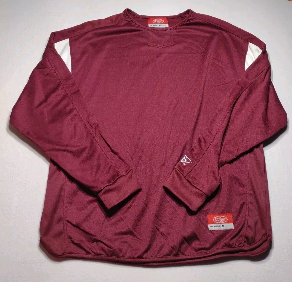 Mens Louisville Slugger Shirt Size Med Red Long Sleeve Jersey