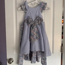 NEW Rare Editions Girls Size 4 Beautiful Floral  Striped Lined  Cotton Dress