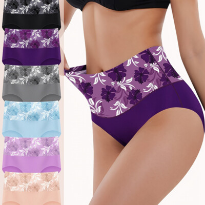 3 Pack Lot Womens Brief Underwear High Waist Tummy Control Panties Full Coverage