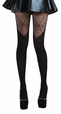 GOTHIC ALTERNATIVE SPINNENNETZ SPINNE OVERKNEES BLICKDICHTE STRUMPFHOSE PAMELA MANN PARTY SEXY