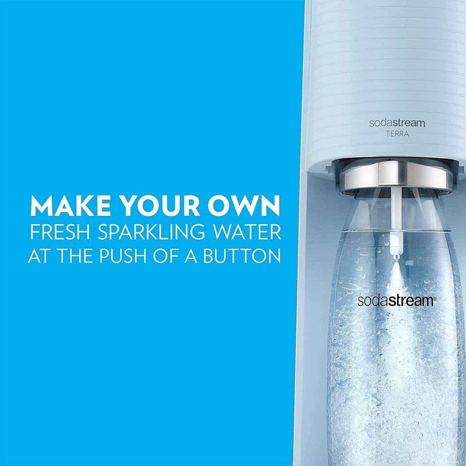 Paquete para hacer agua con gas SodaStream Terra (azul brumoso), con CO2, botella DWS Foto 2 de 4
