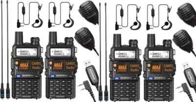 Long Range 100 mile Walkie Talkie Two Way Radio Charge Headset Waterproof 4 PACK