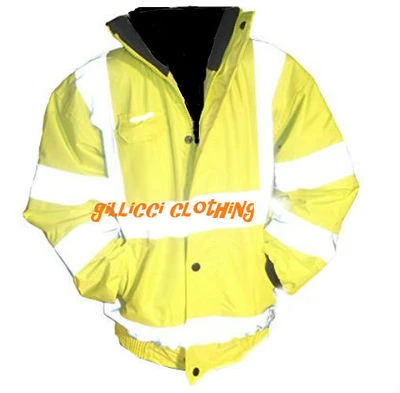 GILLICCI Kids Children's High Hi Viz Visibility Vis Waterproof Work Bomber Coat Jacket