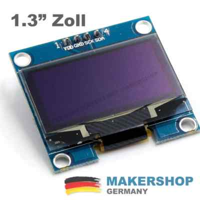 1,3 Zoll Arduino OLED 128x64 Display SSD1306 I2C IIC TWI weiß Raspberry Pi