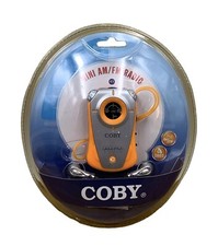NEW Coby Mini AM/FM Radio Orange CX-71 With Headphones Sealed