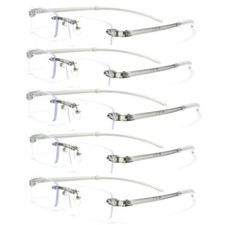 5 PACK Elastic Transparent Grey Flexible Rimless Reading Glasses Reader TR90