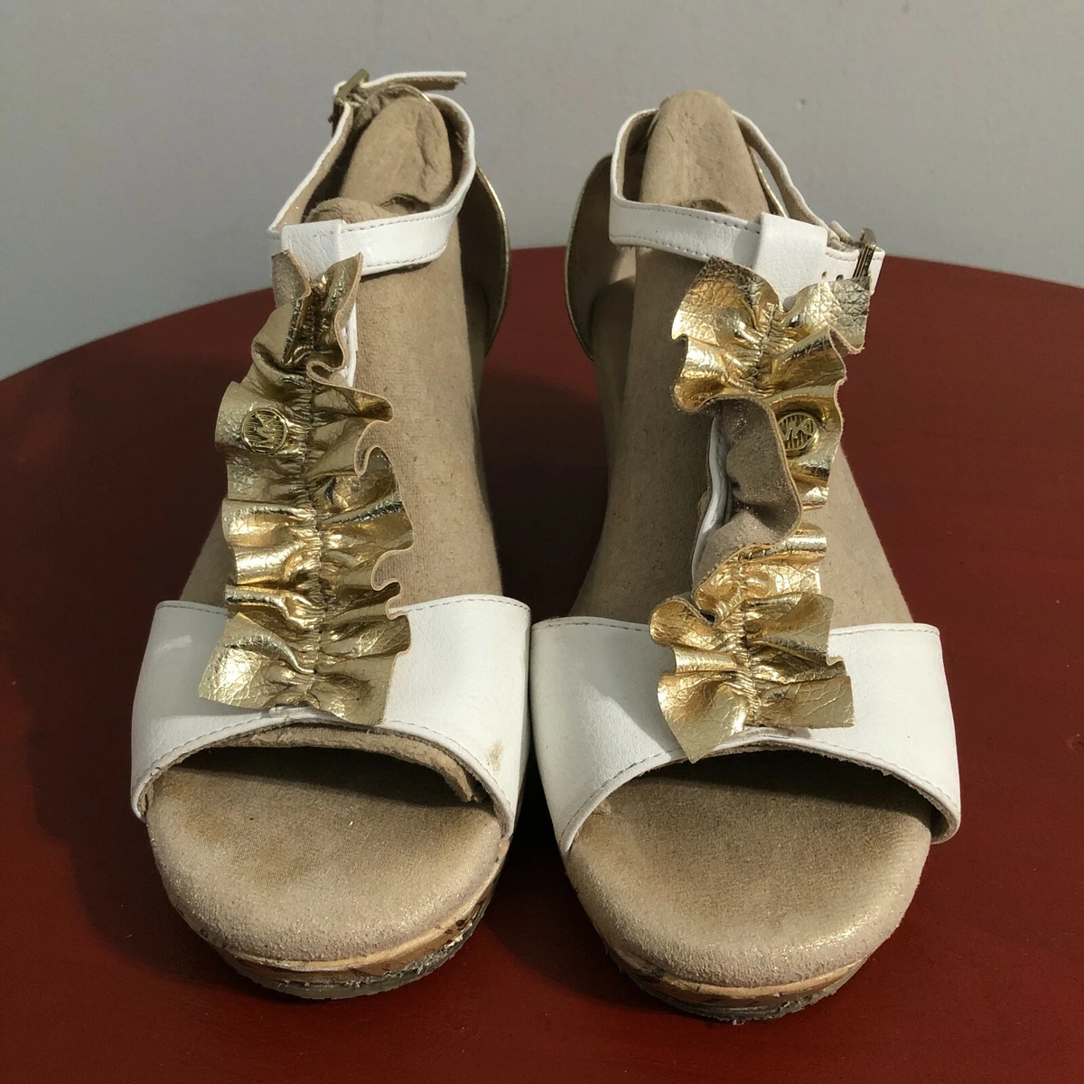 Steve Madden Nicki Women s Size 8M Shoes White Gold Platform Cork