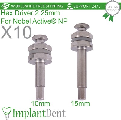 10x Dental Hex Driver Conical Connection 2.25mm NP Stainless Steel Tool