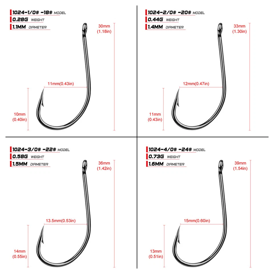 100pcs/Set High Carbon Steel Single Jig Big Fishing Hooks Barbed Fish Hooks Bass - Image 2 of 4