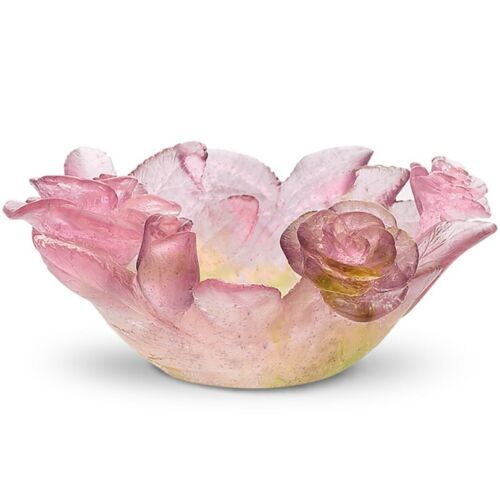 Daum フランス　ローズ　ボウル NEW DAUM CRYSTAL ROSES DECORATIVE BOWL PINK #01963 BRAND NIB