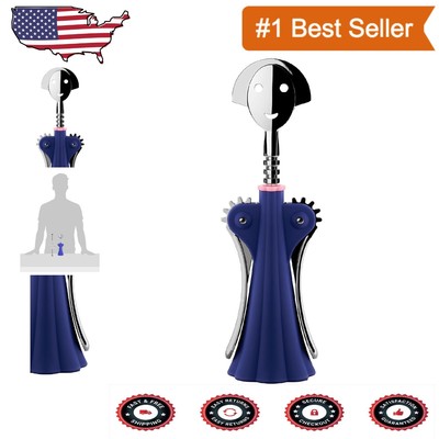 Charming Blue Corkscrew with Woman Figure, Designed by Mendini - 9.65'' long