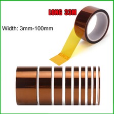 Kapton Polyimide Tape Heat Resistant Adhesive Insulation 3mm-100mm Wide 33M Long