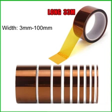 Kapton Polyimide Tape Heat Resistant Adhesive Insulation 3mm-100mm Wide 33M Long
