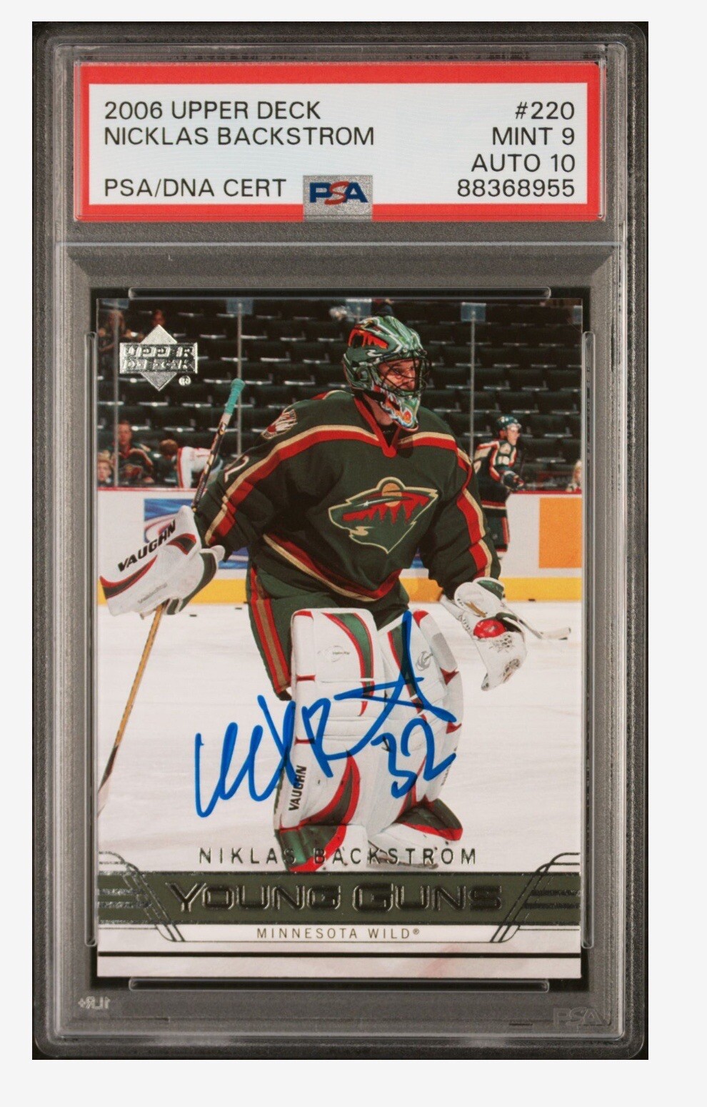 2006-07 Upper Deck Young Guns #220 Niklas Backstrom Rookie WILD PSA 9, AUTO 10