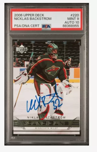 2006-07 Upper Deck Young Guns #220 Niklas Backstrom Rookie WILD PSA 9, AUTO 10