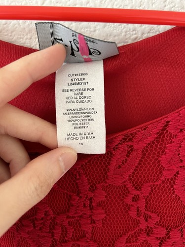 Made In USA 2-Hip by Wrapper Big Girls Sweet Lace Dress Size 16 Red - Picture 4 of 15