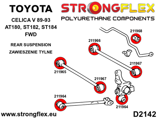 PU Full Suspension Bushing Kit 216263B fits Toyota Celica (89-93) AT180 / ST182 - Picture 2 of 3