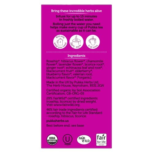 Pukka Organic Tea Bags, Night Time Berry Herbal Tea With Chamomile, Ec