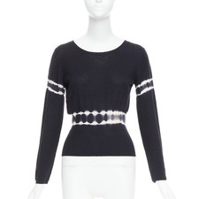 MIU MIU 2013 black cashmere silk tie dye cinched waist pullover sweater IT40 S