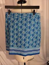 Talbots Skirt NWOT Blue White Lined Skirt Size 6