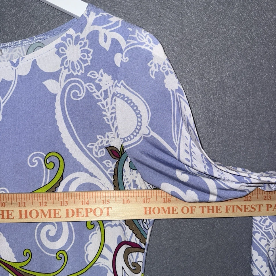 Vestido recto London Times para mujer 8 periwinkle manga 3/4 floral cachemira elástico Foto 4 de 4