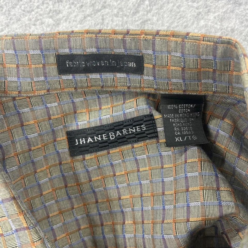 Camisa Jhane Barnes Para Hombres XL Cuadros Abstracto Y2K Tejida en Japón Vestido Fiesta Foto 4 de 4