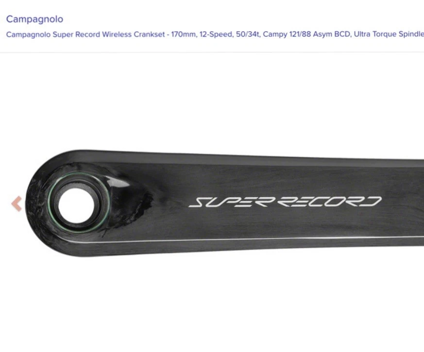 Pedivela sem fio Campagnolo Super Record - 170mm, 12 velocidades, 45/29t, 146/112 Asy - Imagem 2 de 3