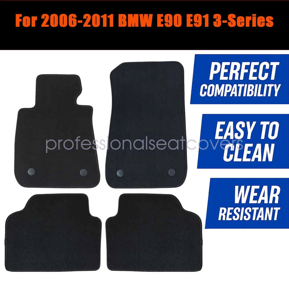 For 2006-2011 BMW E90 E91 3-Series Front & Rear Floor Mats Carpet Replacement - Imagem 2 de 4