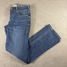 Ariat REAL Jeans Womens 29S Straight Stretch Denim Embroidered Pockets Blue