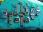 9 Vintage Quartz Digital Watch Lot - Yamaha Delphi Timex, 2 Chrono's* - Untested