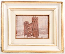 ⚜️ QUADRO ADOLFO GIUSEPPE ROLLA PORTE PALATINE TORINO DIPINTO OLIO TAVOLA