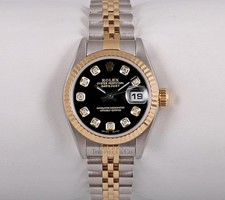 Rolex Lady Datejust 26mm 18K Two-Tone Jubilee Fluted Bezel Black Diamond Dial 2