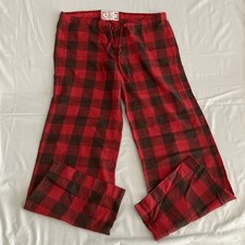 Vintage Abercrombie Sleep Pajama Pants Unisex Medium Cotton Red Plaid 36x30