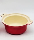 Griswold Flamingo Red Mini Enamel Cast Iron Casserole Dish No Lid Dutch Oven Vtg