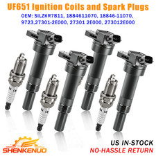 Ignition Coil Pack and Iridium Spark Plug Set of 4 For 2014 Hyundai Elantra L4
