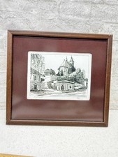 Signed 2002 Slatinice Czech Village Art Print Framed European Church