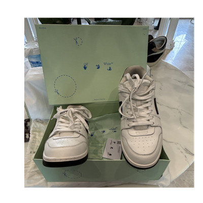 Off-White Out Of Office White/Black Leather Low Top Lace Up Sneakers Men