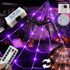 Plug Operated 8 Modes 20 17FT Halloween Light up Spider Web 250 Led Purple O