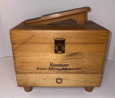 Vintage Ronson Roto Shine Shoe Polishing Kit Wood Case Box Only Clean 1960  s