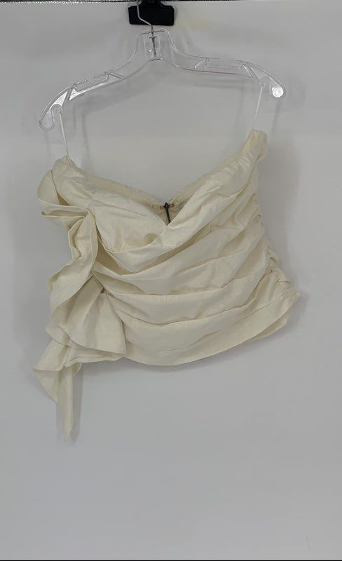 Express Womens White Strapless Ruched Back Zipper Tube Blouse Top Size Large
