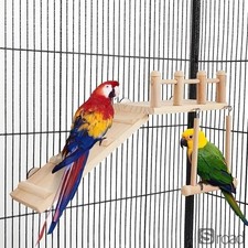Wooden Bird Perch Set Parrot Cage Accessories Swing Ladder Platform Play Gym