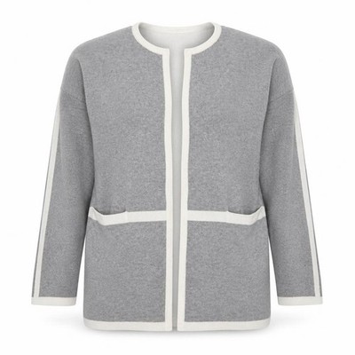 Jasper Conran Damen Cardigan Pullover Größe 14 Grau Rundhalsausschnitt 3/4-Arm Freizeit