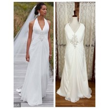 Beautiful David’s Bridal Chiffon Halter Wedding Gown