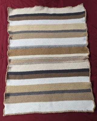 Afghan~Single Crochet Handmade 42''x 31'' Earth Tones New Blanket w/Border